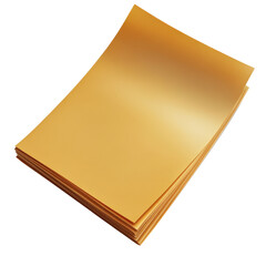Poster - A stack of gold colored paper sheets shimmering elegantly under soft lighting creating a luxurious visual appeal isolated on transparent background..