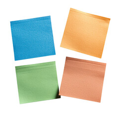 Poster - Collection of four differently colored papers displayed together to showcase variety in textures and hues isolated on transparent background..