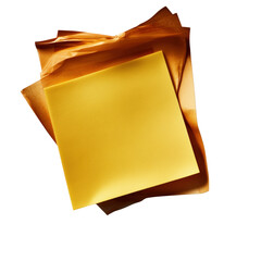 Poster - Bright piece of yellow paper alone on a neutral background for simple and effective visual communication display isolated on transparent background..