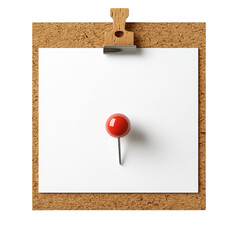 Poster - Colorful pin placed on a cork notice board to highlight important information in an organized office environment isolated on transparent background..