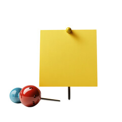 Poster - A vibrant yellow note placed next to a bright red ball on a clean surface, showcasing color contrast isolated on transparent background..