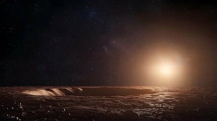 Wall Mural - Orange Planet Surface With Starry Night Sky