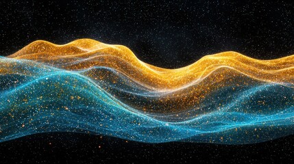 abstract blue and gold cosmic waves