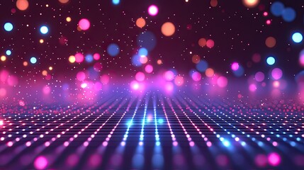 Poster - A mesmerizing abstract grid with pulsating light effects, representing digital insights