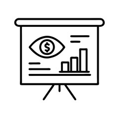 Poster - Financial presentation with growth chart and eye symbol for business strategy view