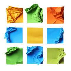 Poster - Colorful collection of various paper pieces displayed together creating a vibrant and artistic visual experience isolated on transparent background..