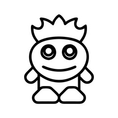 Poster - Outline drawing of a cute cartoon character with a crown vector illustration
