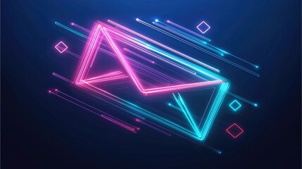 Poster - A neon-style message icon with dynamic glowing light trails and modern design