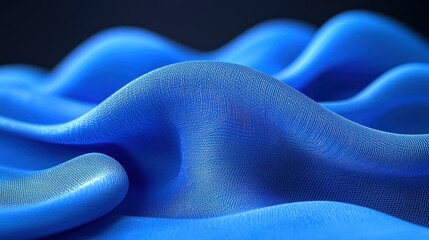 Poster - Abstract Blue Fabric Texture: A Study in Depth and Light