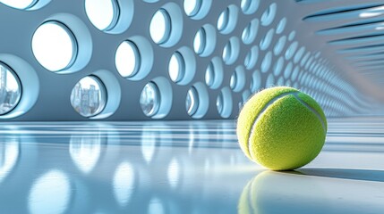 Poster - Tennis Ball in Modern Architectural Space