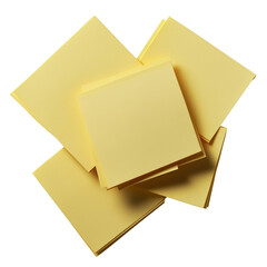 Poster - Bright and cheerful pile of yellow sticky notes stacked neatly on a desk surface for organizational and reminder purposes isolated on transparent background..