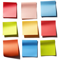Poster - A set of colorful sticky notes ready for use in various tasks, ideal for office organization and personal reminders isolated on transparent background..