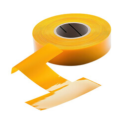 Poster - Bright roll of yellow tape positioned neatly on a flat surface highlighting its utility and vibrant color isolated on transparent background..