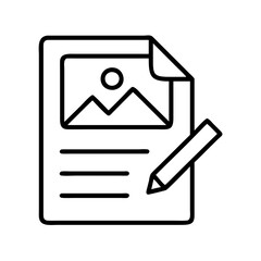 Poster - Document with image and text lines with pencil icon for graphic design project