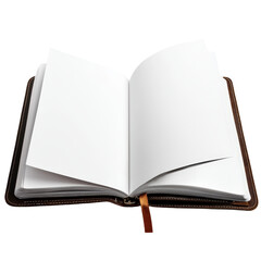 Poster - Open blank book with unwritten pages spreading on a clean surface inviting ideas and creative thoughts isolated on transparent background..