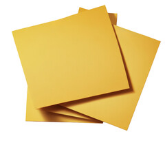 Poster - Stack of yellow sheets of paper organized neatly on a table creating a bright and cheerful workspace vibe isolated on transparent background..