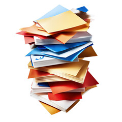 Poster - A tall stack of papers neatly arranged on a surface creating an organized workspace ideal for work and documentation isolated on transparent background..