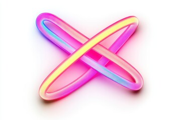 Wall Mural - Crossed glowing tubular forms isolated on white background