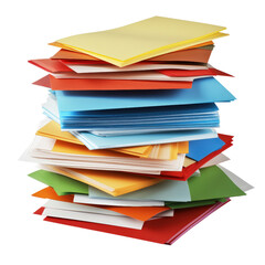 Poster - A vibrant stack of colored papers neatly arranged to showcase a spectrum of colors for creative and artistic endeavors isolated on transparent background..