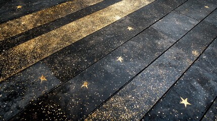Poster - Dynamic golden sparkles illuminating diagonal lines on a sleek, dark canvas.