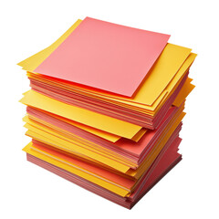 Poster - A stack of multicolored paper sheets displaying a vibrant collection perfect for arts and crafts projects isolated on transparent background..