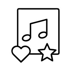 Poster - Favorite music song with heart and star rating vector icon for music lovers app