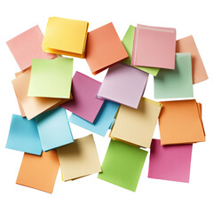 Poster - A pile of colorful sticky notes in various shades creating a bright and cheerful atmosphere for work or study isolated on transparent background..
