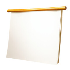 Poster - A pencil resting on a crisp white sheet of paper ready for sketching or note-taking in a creative workspace isolated on transparent background..