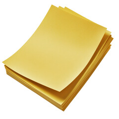 Poster - Stack of bright yellow paper sheets, ideal for creative writing, organizational tasks, and artistic projects isolated on transparent background..