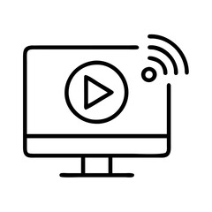 Fototapete - Online video streaming service on computer with wifi connection vector icon art