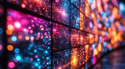 Poster - Abstract Colorful Digital Wall of Lights