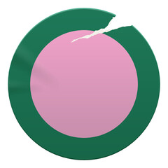 Wall Mural - retro blank pink and green circular label with a ripped paper edge. vintage promotional element with