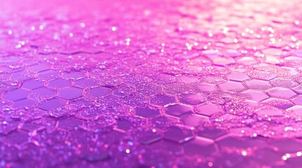 Poster - Hexagonal surface reflecting light in gradient shades of vibrant pink