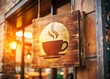 © ปทุมพร นาจรัส - Double Exposure Cafe Sign, Wooden Door Sign, Coffee Shop Signboard, Hanging Sign Photography, Vintage Cafe, Rustic Cafe Sign