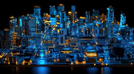 Poster - Cyber City: A Futuristic Metropolis Built on Circuitry