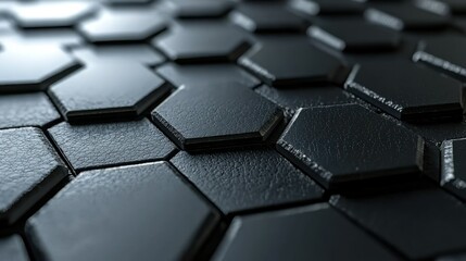 Poster - Abstract Hexagon Pattern: Dark Gray Textured Surface