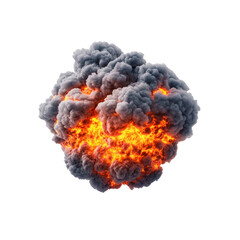 Aufkleber - A dramatic cloud of fire billowing upward with intense flames and smoke against a dark background creating a fiery scene isolated on transparent background..