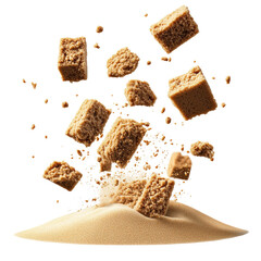 Aufkleber - A pile of cereal falling into another pile of cereal creating a fun and whimsical scene of breakfast delight isolated on transparent background..