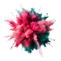 Aufkleber - An explosive burst of pink and blue powder creating a stunning visual display in the air with a cloud-like effect isolated on transparent background..