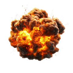 Aufkleber - Explosive burst of flames and fire creating a dramatic scene filled with energy and intensity against a dark background isolated on transparent background..