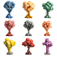 Aufkleber - A bunch of colored smoke creating a playful and vibrant atmosphere of color and joy in a dynamic display isolated on transparent background..