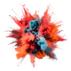 Aufkleber - Vibrant colored powder exploding in a dramatic display of color against a blank background with dynamic energy isolated on transparent background..