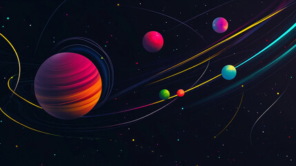 Aufkleber - Artistic rendering of the solar system with vibrant colors Generative AI