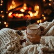 © Bohdan - Cozy warm drink by the fireplace during winter evening