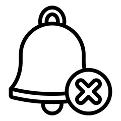 Poster - Bell ringing forbidden line icon, prohibited items concept. Vector graphics. Alarm bell sound ban sign on white background, style mobile or design.