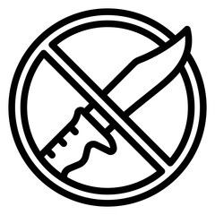Poster - Knife weapon ban line icon, prohibited elements concept. Vector graphics. Dagger, knife forbidden sign on white background, style mobile or design.