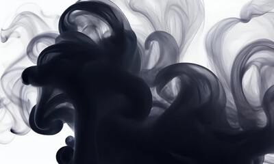 Poster - Abstract Dark Vapor Swirling Against Plain White Background