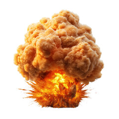Poster - A massive burning explosion captured in mid-air creating a fiery display of energy and power in the atmosphere isolated on transparent background..