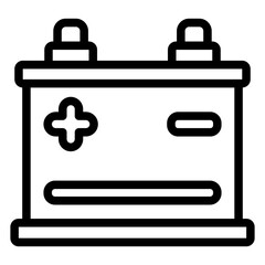 Poster - Charged accumulator line icon, car service concept. Vector graphics. Battery container with plus and minus, electricity sign on white background, style mobile or design.