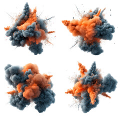 Aufkleber - Colorful smoke plumes in a set of four different shades creating a vibrant and dynamic visual experience isolated on transparent background..